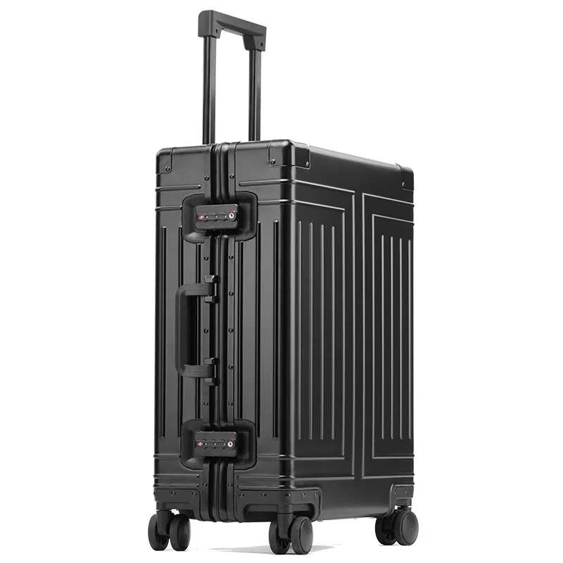 Suitcase 100% All Aluminum Magnesium alloy Luggage alloy trolley Trolley On Wheels Boarding travel box wheel trunk