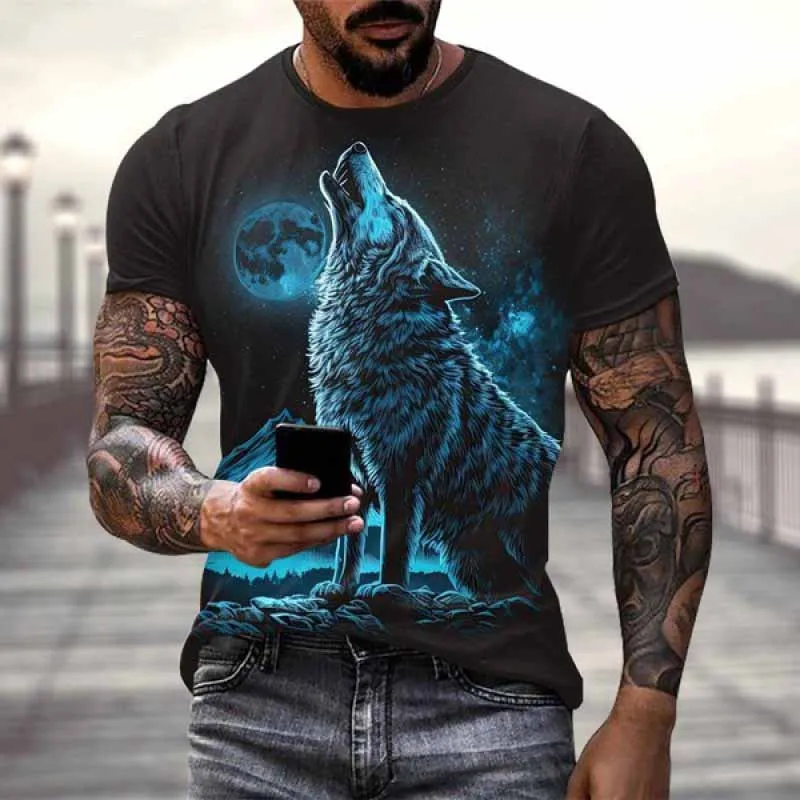 Wolf 3D Print Short Sleeve T Shirt for Men and Women