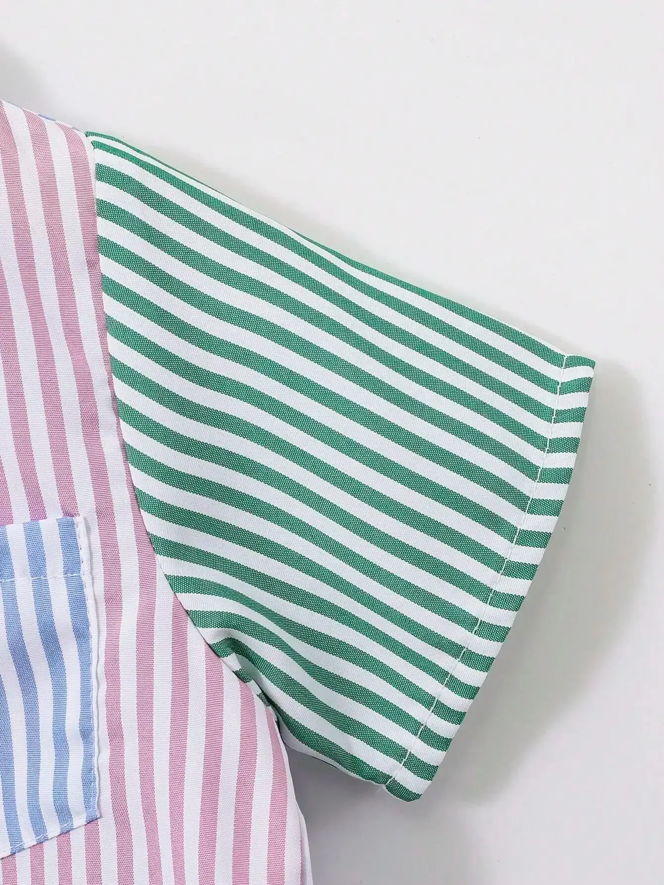 Baby Boy Outfits 2 Piece Summer Striped Shirt Single Breasted Short Sleeve Color Matching Shorts