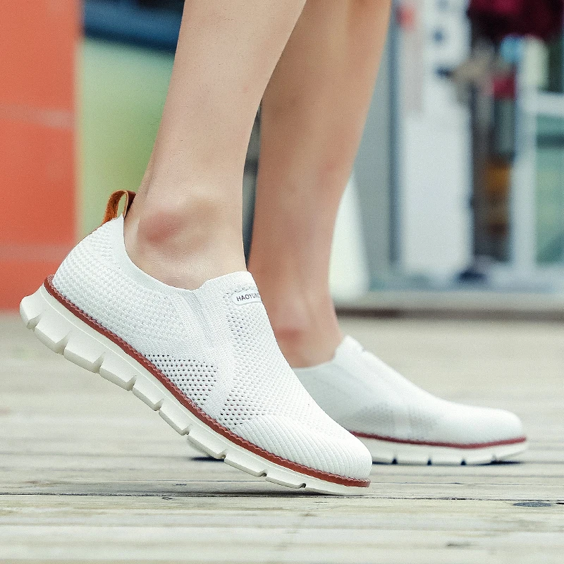 New Men's British Style Shoes Brock Knitted Mesh Casual Oxford Sneakers Slip on Ultra-Light Hollow Footwear Large Size 40-46 3