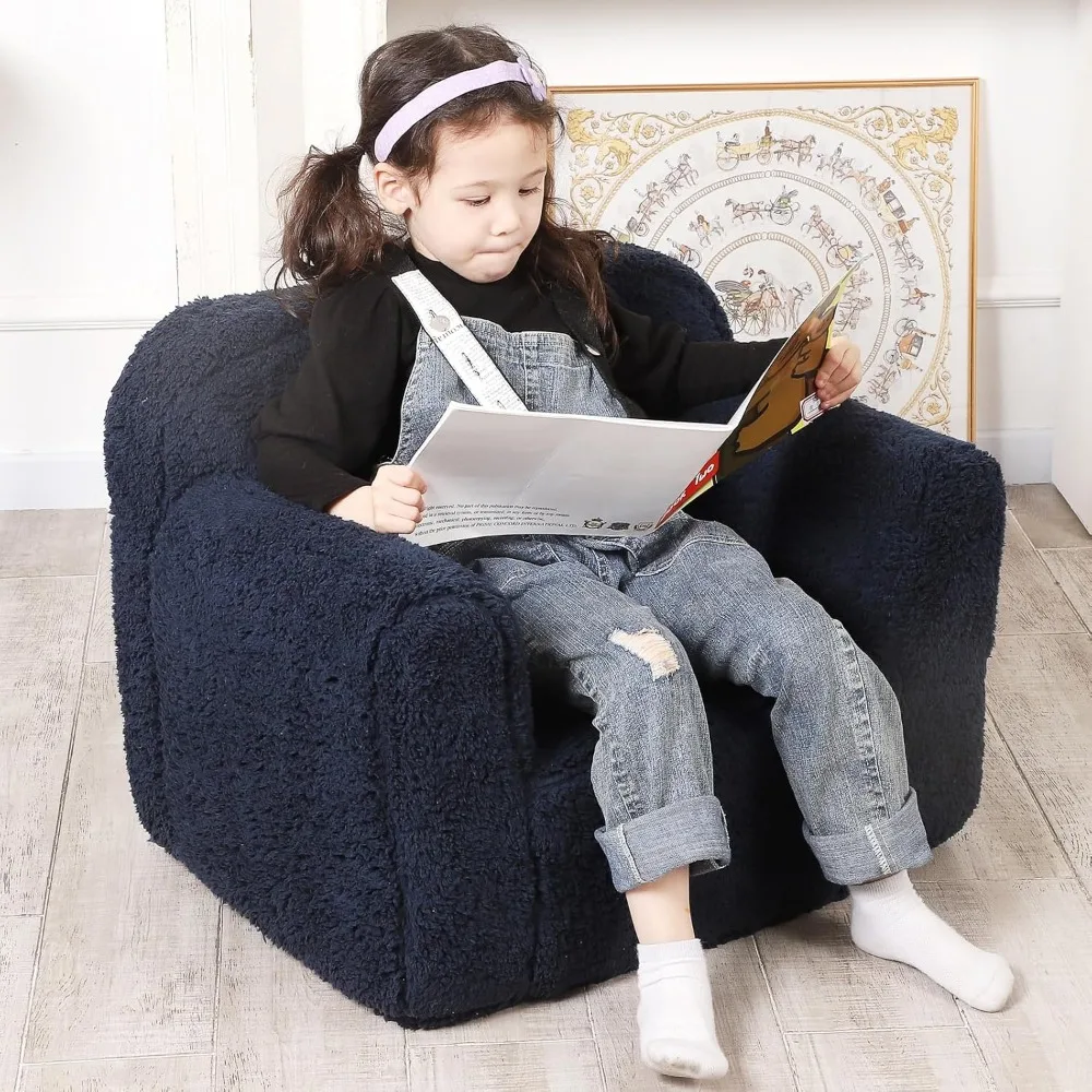 Kids Snuggly-Soft Sherpa Chair, Cuddly Toddler Foam Chair for Boys and Girls 4