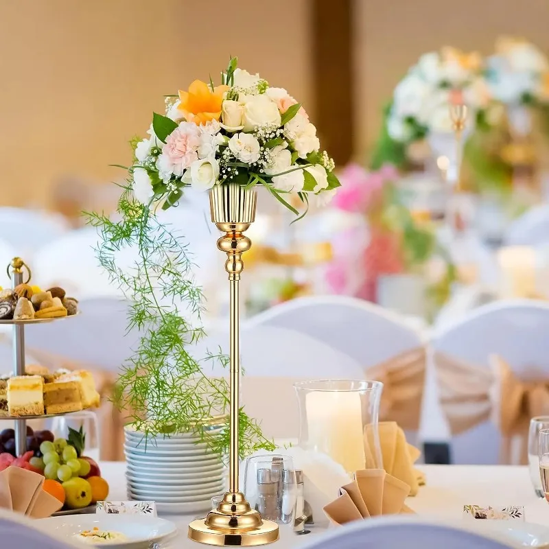 10 Pcs 26.7" Tall Gold Flower Vase for Wedding Centerpiece Decorative Tabletop Metal Trumpet Floral Stand for Christmas 3