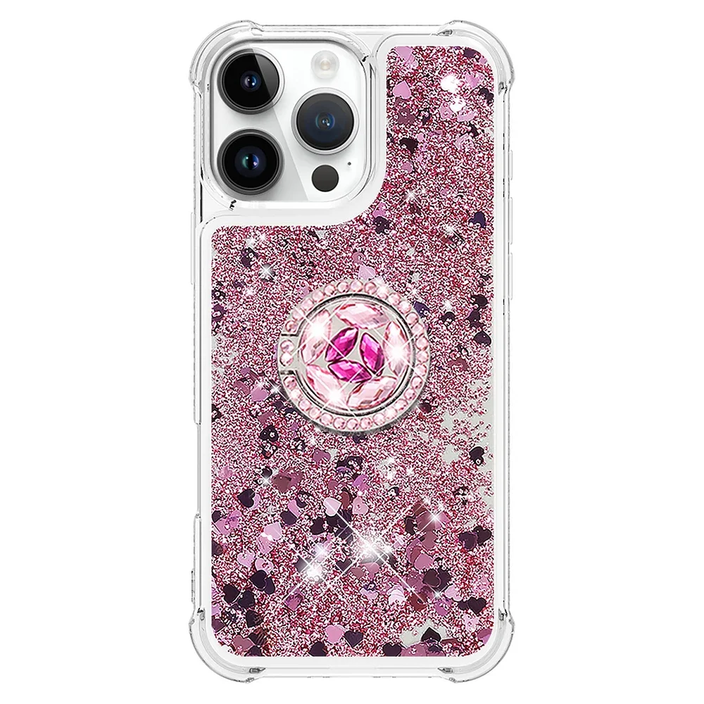 Liquid Quicksand Bling Sequins Phone Case with Ring Holder Cover