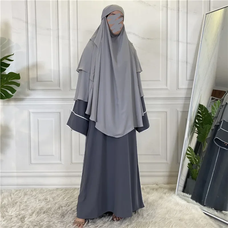 Ramadan Eid Muslim Prayer Garment Long Khimar Hijab Scarf Wrap Sleeveless Tops Abaya Jilbab Dubai Islam Niqab Hijabs for Woman