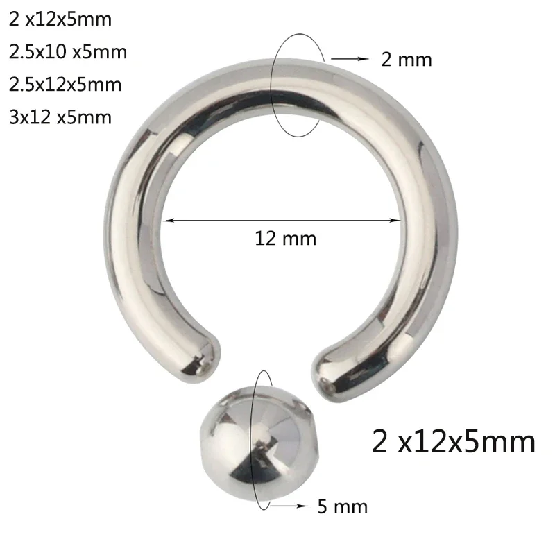 Piercing Jewelry ASTM F136 Titanium Captive Bead Rings PIERC Nose Ring large size 12G 2mm 3mm BCR Hoop