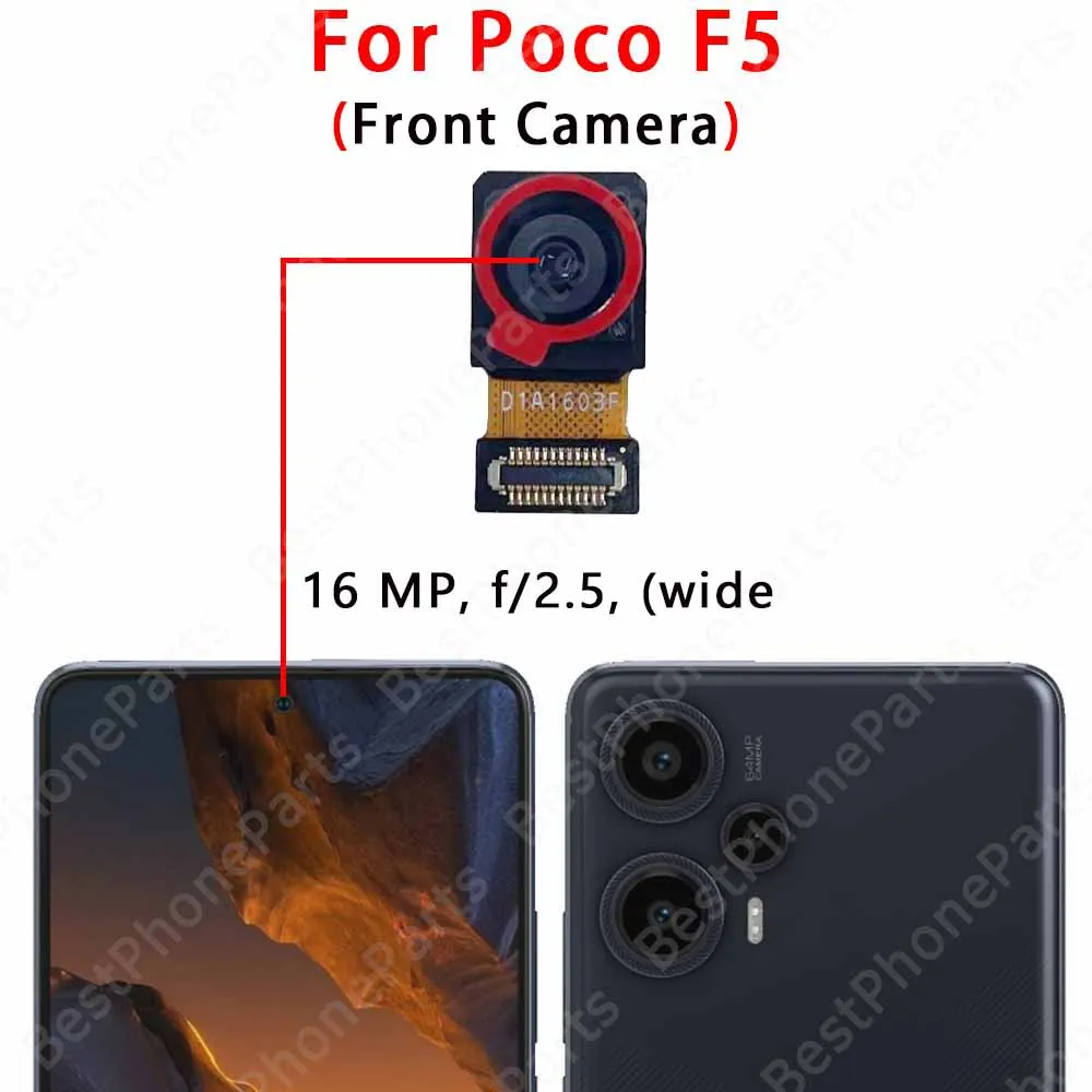 Front Camera Flex Cable Front Camera For Xiaomi Mi Poco F2 Pro F3 F4 GT F5 Redmi K30 Pro Selfie Facing Frontal Camera Module Parts Replacement