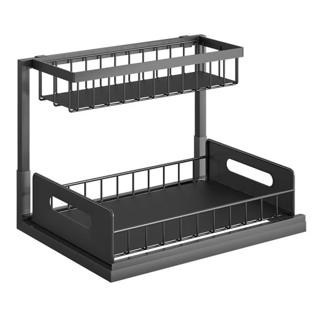 Joybos Stainless Steel 2-Tier Dish Drying Rack for Kitchen Counter, Black