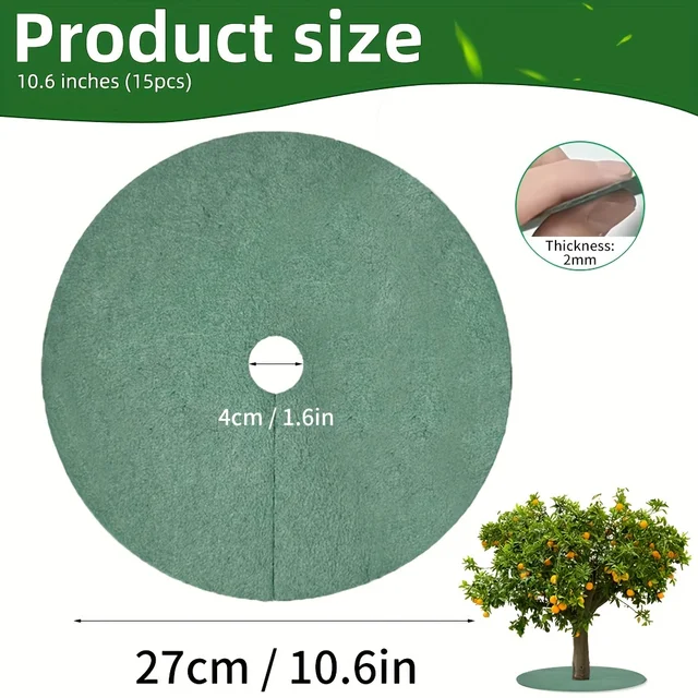 Green Non-Woven Tree Mulch Ring - Reusable Weed Barrier Mat for Effective Weed Control, Root Protection, and Moisture Retention 3