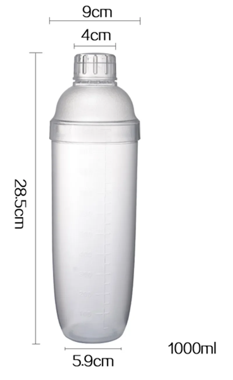 Sleek Plastic Martini Cocktail Shaker - Versatile Beverage Mixer