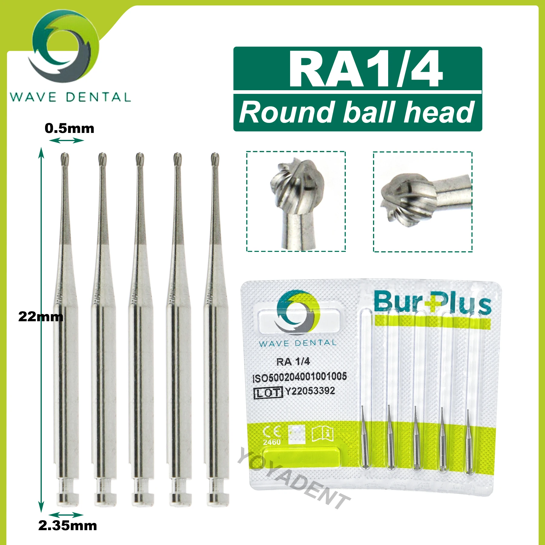 WAVE Tungsten Carbide Burs RA Burs Dia. 2.35mm For Low Speed Contra Angle 5Pcs/pack 4