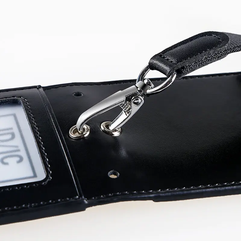 Genuine Leather ID Badge Holder Name Tag Chest Card Holders with Neck Lanyard Formal Staff Office Worker Supplies Magnet Hasp