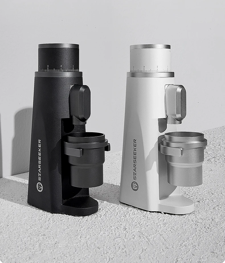 S10af1d86778c4b54acc5647c8616b27ar Electric Coffee Grinder 48MM Burr Grinders Black White Espresso Stepless Fineness Adjustment Mallzona