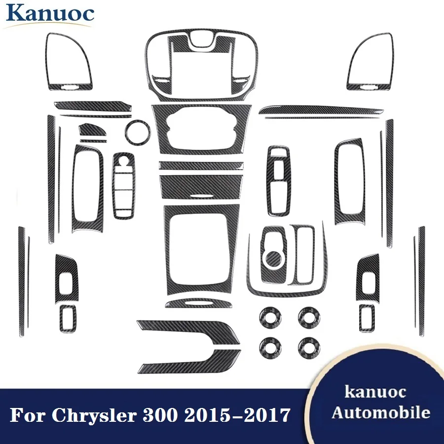 

Car Carbon Fiber Black Stickers Car Interior Decorative Accessories Various Parts For Chrysler 300 2015 2016 2017