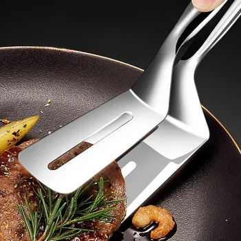 1pc Silvery 304 Stainless Steel Steak Clip Pancake Fried Fish Roast Meat Clip Barbecue Pliers Bread Clip Household Kitchen Tools