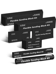 7 - Piece Versatile Sanding Block Kit for Woodworking and Automotive Finishing (Black)