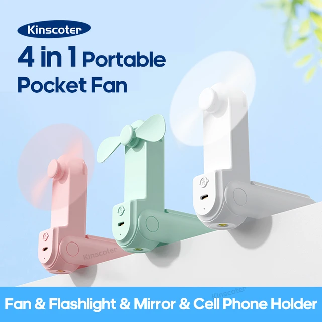 New Handheld Small Fan Portable Creative Mini Three Speed Adjustable Solid Color Charging Folded Fan LED Lighting Phone Holder 1