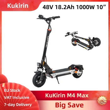 KuKirin M4 Max Scooter Elettrico Pieghevole Picco 1000W 48V 18.2Ah Pneumatici da 10 Pollici Pieghevole E-scooter 45 km/h Freni a Disco Anteriori Posteriori