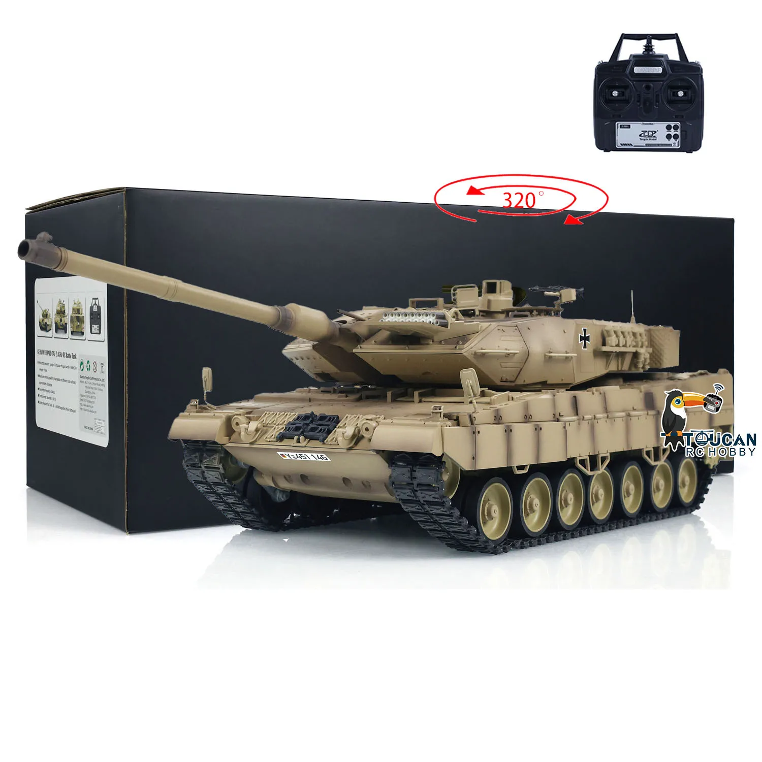 선물용 1/16 톰드 팬저 RC 적외선 전투 탱크 독일 레오파드2A7 전동 RTR 군용 탱크 완제품 장난감 (남아용)