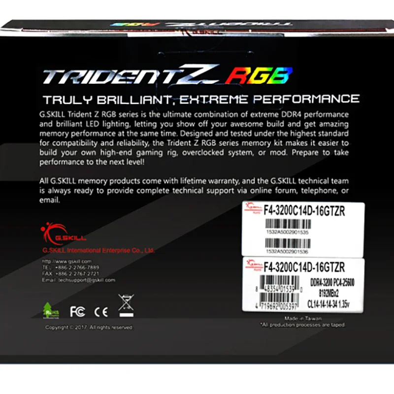 G. Memória do computador de secretária, Trident Z, Série RGB