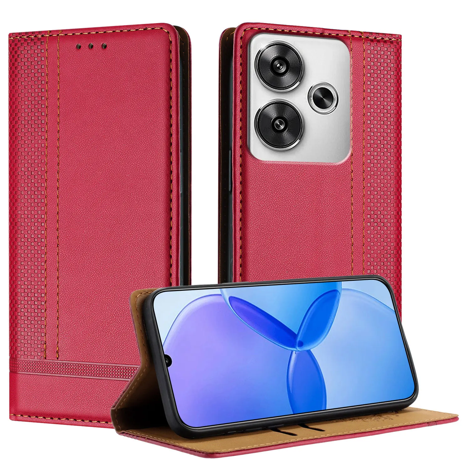 Luxury Leather Flip Case with Magnetic Closure & Back Cover Protection