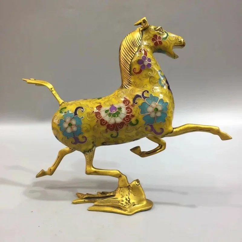 7.8 "Cinese Antico Cloisonne Scultura Cavallo Galoppo