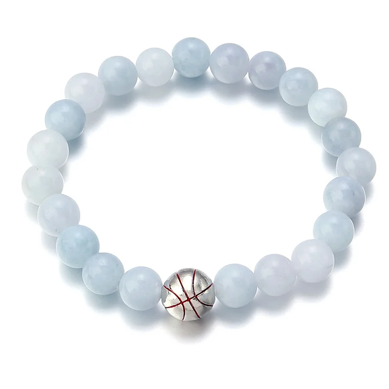 Baseball White Turquoise Bead Bracelet