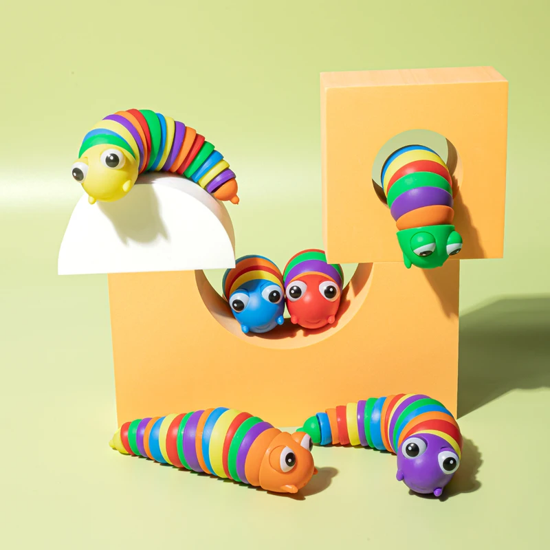 3d Colorful Creative Twist Slug Toys Relieves Fun Decompression Snails Finger Slug Toy Curls Up Fidget Toys