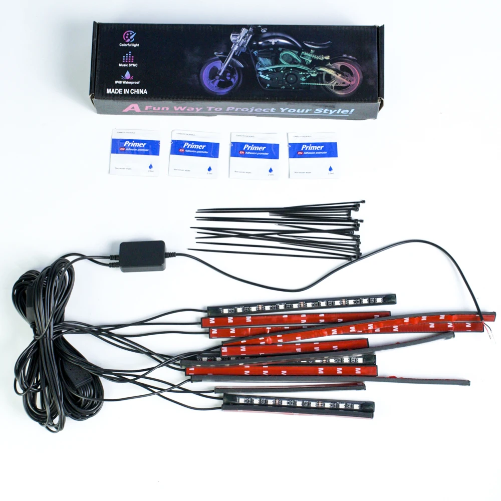 Universal LED Car Motorcycle Decorative Ambient Lamp 5050 SMD APP Sound Control RGB Moto Atmosphere Light Moto Strip Lamp Kit