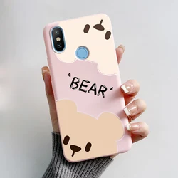 Cute Bear & Frog Soft Silicone Phone Case Bumper - Fun & Protective Back Cover for Xiaomi Mi A2 (Pink-M01)