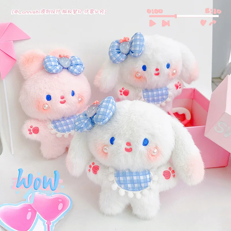 new so darling sweet  pretty rabbit Fabric Toy funny Keychain soft fashione Plush pendant bag decorate couple pet birthday gift 5