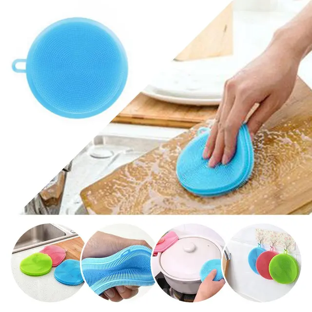 Silicone Cleaning Brush Dishwashing Cutlery Kitchenware Brushes Dish Sponge  Stain Buster Kitchen Tools новинки для кухни и быта