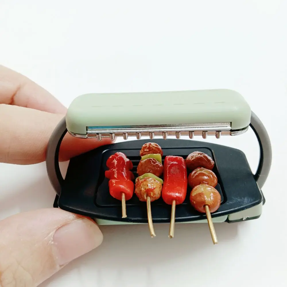 1/6 Scale Dollhouse Miniature Barbecue Roasters Mini BBQ Meat Ball Sausage Food for Doll House Kitchen Play Toys Accessories 2