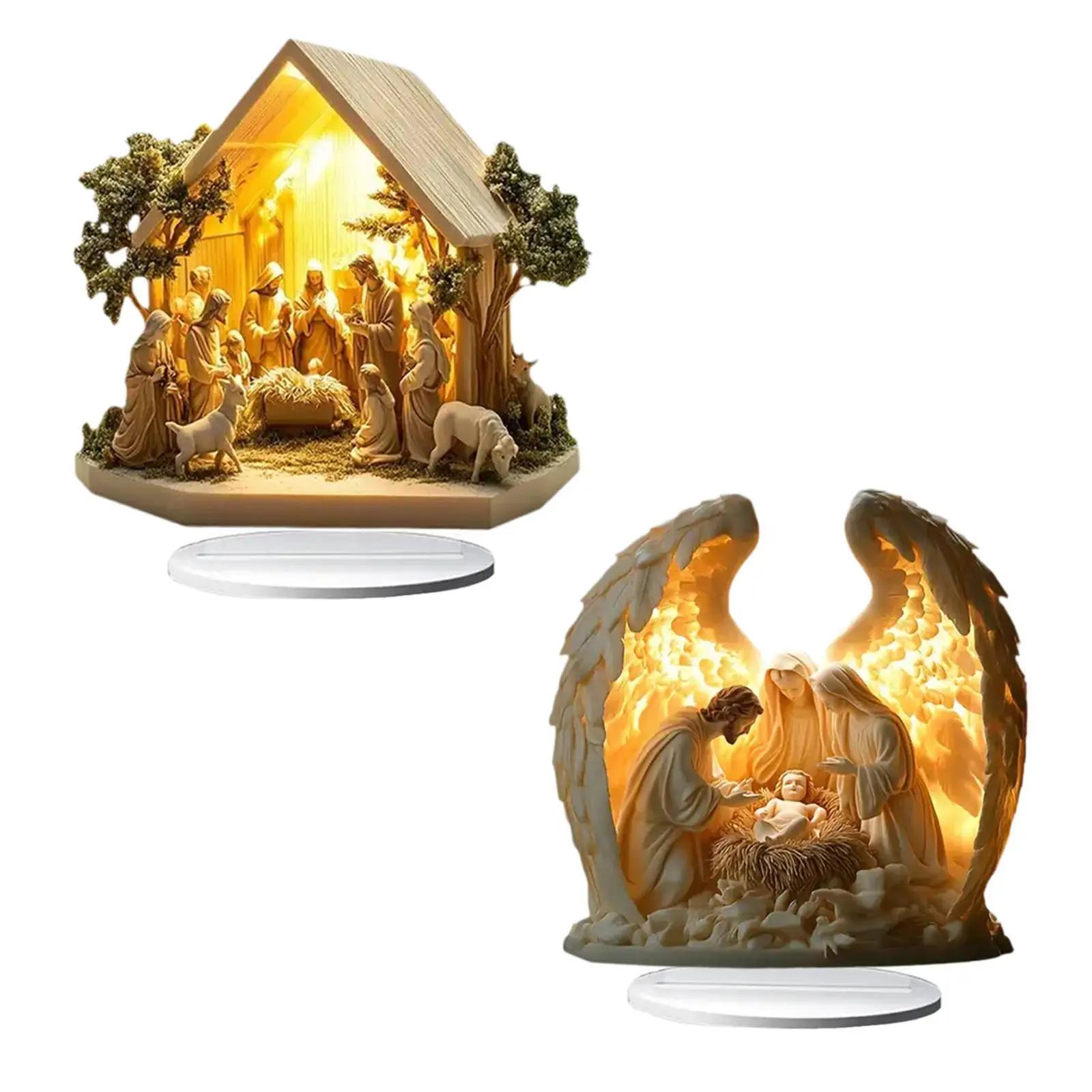 Christmas Nativity Scene Figurine Holiday Statue Desk Acrylic Table Ornament nativity scenes for christmas table Centerpiece christian statue home decor items