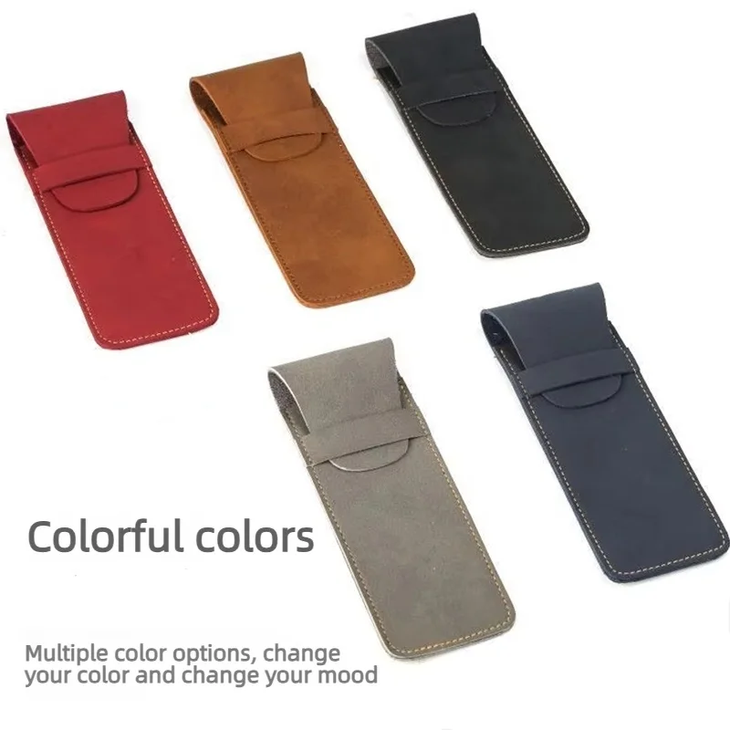 Vintage Leather Mini Flap Pen Case - Business Travel Pocket Organizer