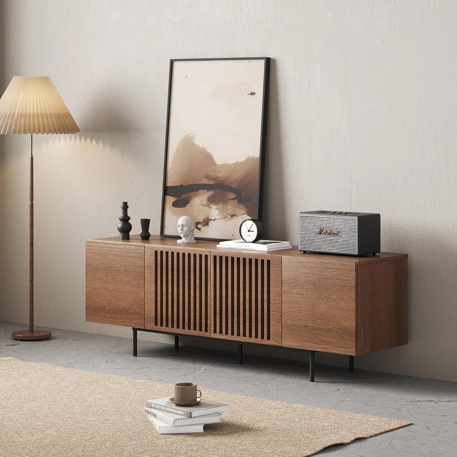 

Современный дизайн от Crafts & comfort Napoli Wood TV Stand - Mid Century развлекательный центр с хранилищем