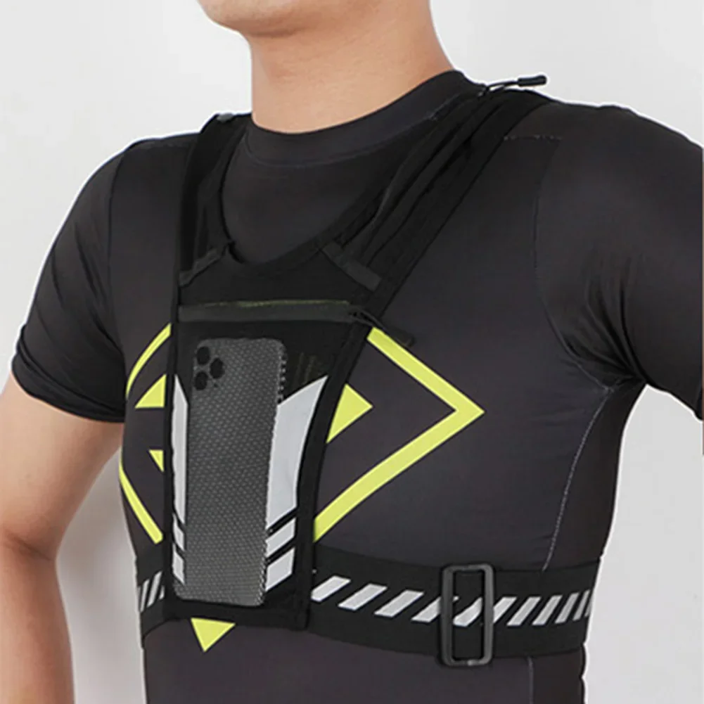 Reflective Running Backpack Lightweight with Phone Pocket Water Bottle Holder Breathable Mesh Sports Vest for Walking Exercise