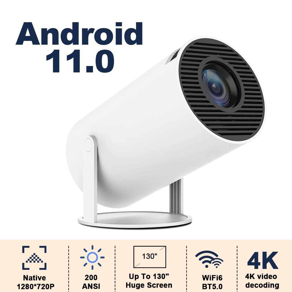 TranspeedProjecteurportableAndroid111280x720P4KWiFi6200ANSI