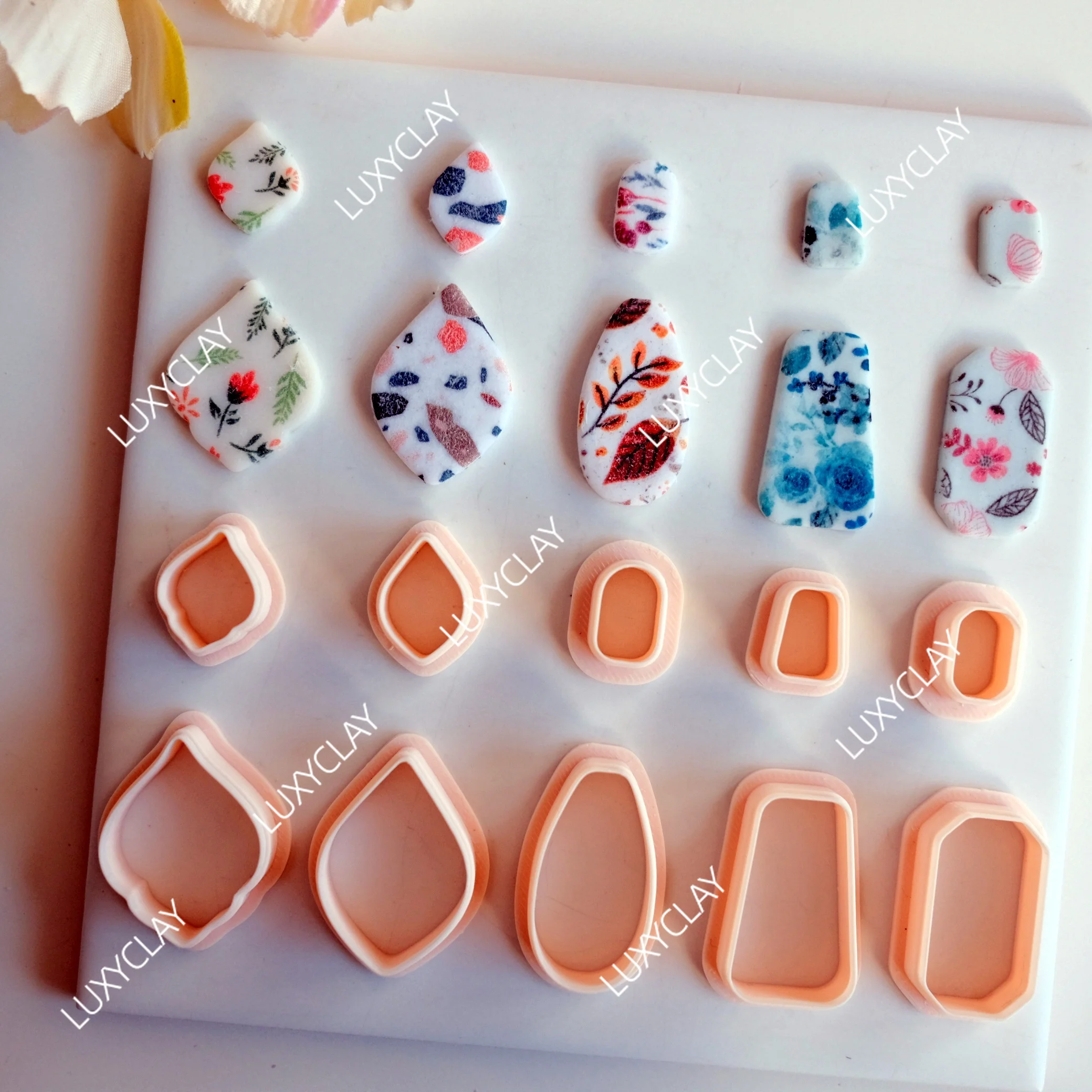 10pcs 기본 기하학적 모양 점토 금형, DIY 귀걸이 및 보석 만들기를 위한 다이아몬드 타원형 사다리꼴 직사각형 폴리머 점토 커터