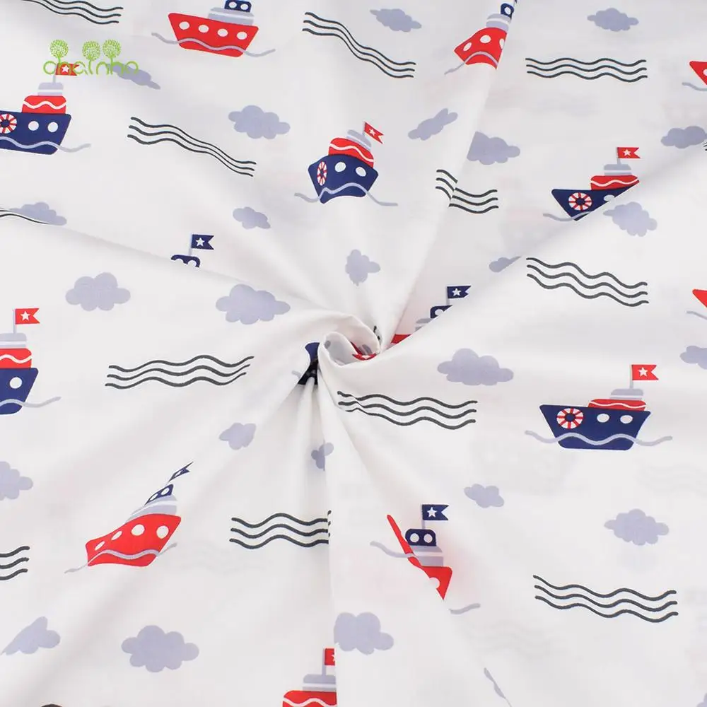 Chainho,Printed Twill Weave Cotton Fabric,DIY Sewing Quilting Material,Patchwork Cloth,8 Designs Ocean Series,2 Sizes,15C138