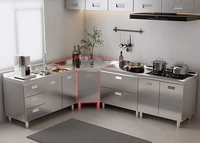 ตู้ครัวสแตนเลส 304 แบบติดตั้งในตัวพร้อมท็อปเคาน์เตอร์ ตู้เก็บของแบบหนา 2