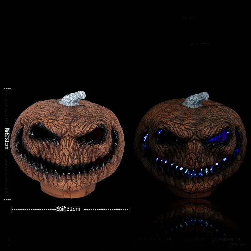

[Funny]Halloween Terror pumpkin lamp ornament decoration Colorful LED Light jack o'lantern Figurine toys Decor House Party Props
