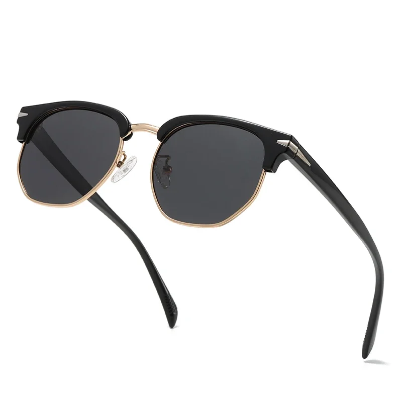 

Semi-Rimless Retro TR90 Frame Driving Sun glasses UV Blue Light Blocking Round Polarized Rice Nail Sunglasses Men and Women