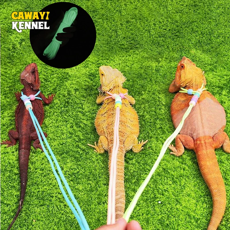 Noctilucent Lizard Traction Rope Adjustable Soft Lizard Leash Comfortable Pet Lizard Traction Belt Reptile Harness Pet Supplies