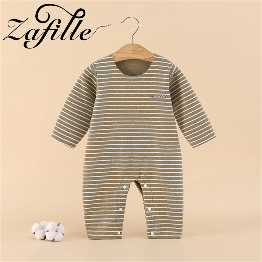 

ZAFILLE Velvet Baby Onesie Striped Toddler Boys Rompers Homely Warm Jumpsuit For Kids Newborns Clothing Autumn Girls Playsuits