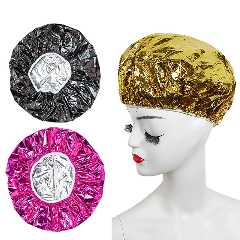 

2pcs 30cm In Diameter Shower Cap Heat Insulation Aluminum Foil Hat Elastic Bathing Cap For Women Hair Salon Bathroom