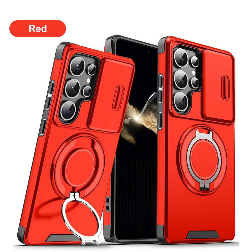 Enhanced Magnetic Phone Case with Ring Bracket and Camera Protection