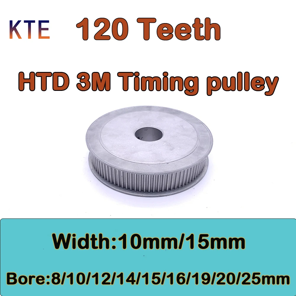 120 Teeth HTD 3M Timing Pulley Bore 8 10 12 14 15 16 19 20 25mm 120 Tooth HTD 3M Synchronous Wheel 120T Belt Width 10mm 15mm