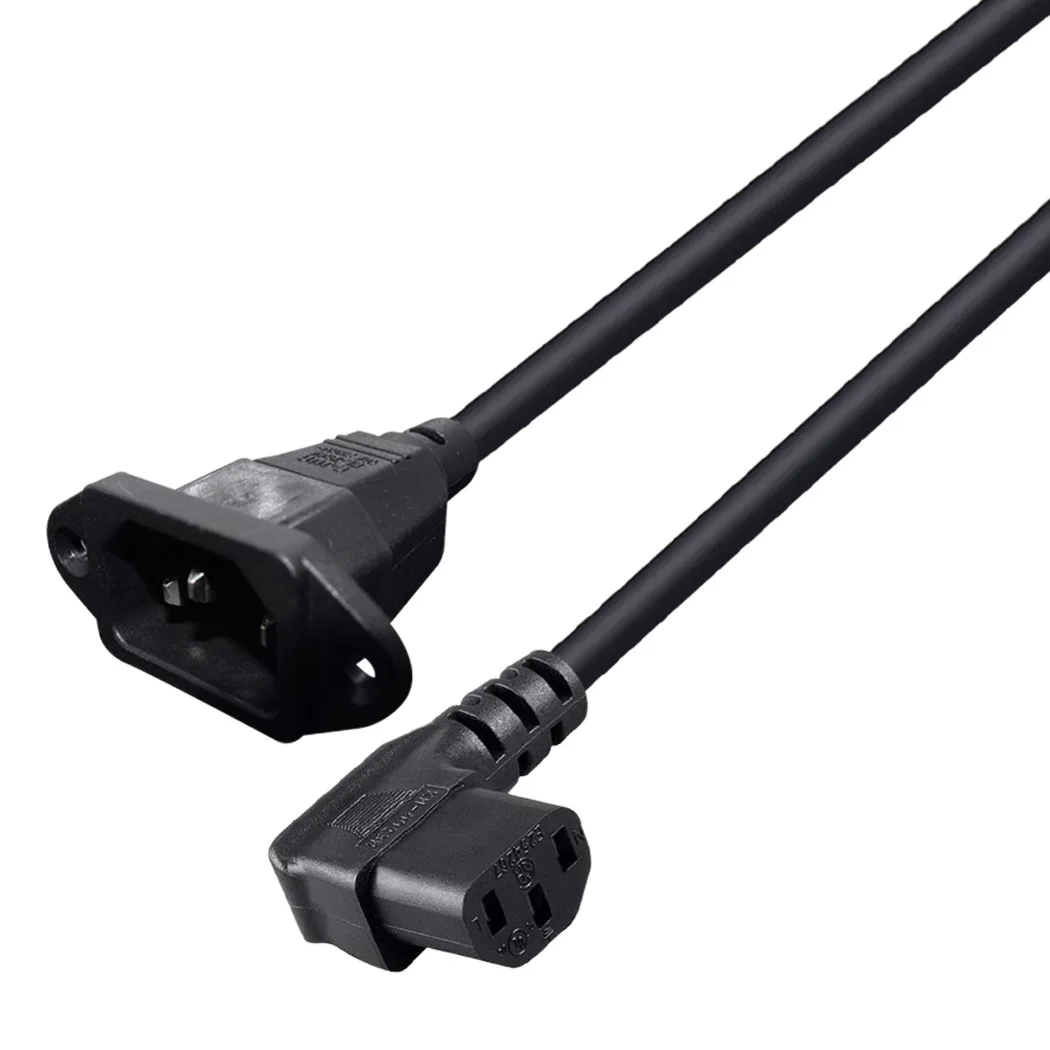 Cabo de Extensão Iec320 C14 a C13 com Furos de Parafuso C13 Angular 60cm Comprimento 3g H05vv-f - Imagem 2