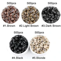1000 pièces Extensions de cheveux Micro anneaux liens perles 5mm perles doublées de Silicone pour Extensions de cheveux humains outil-multicolore 2