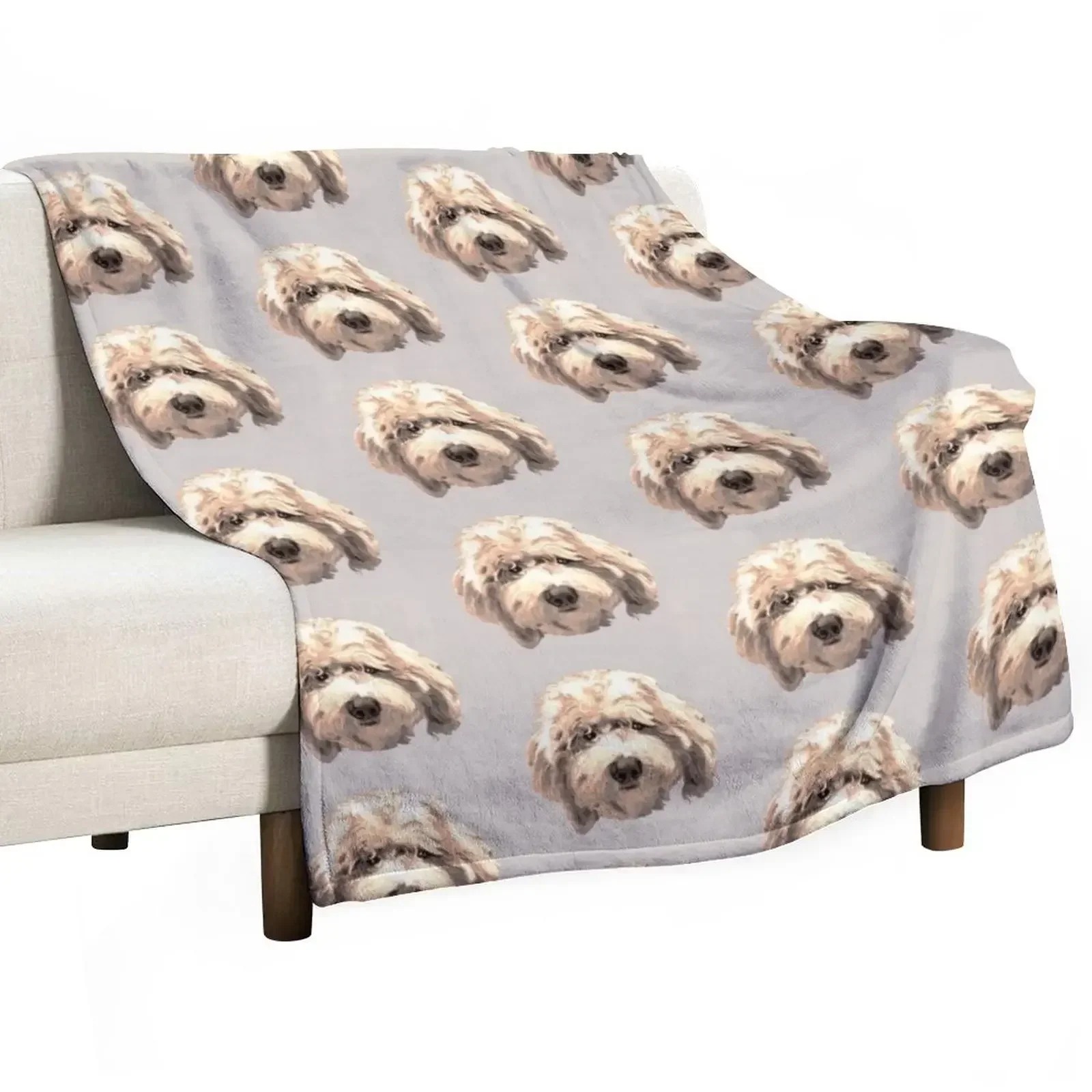 

Lucky Labradoodle Face ~ Golden Throw Blanket Decorative Sofas Summer Cute Plaid Decorative Sofa Blankets